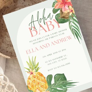 Aloha Baby Shower Invitation Custom Template, Tropical Baby Shower ...