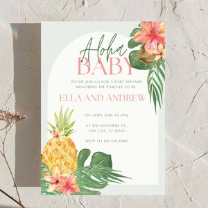 Aloha Baby Shower Invitation Custom Template Tropical Baby - Etsy