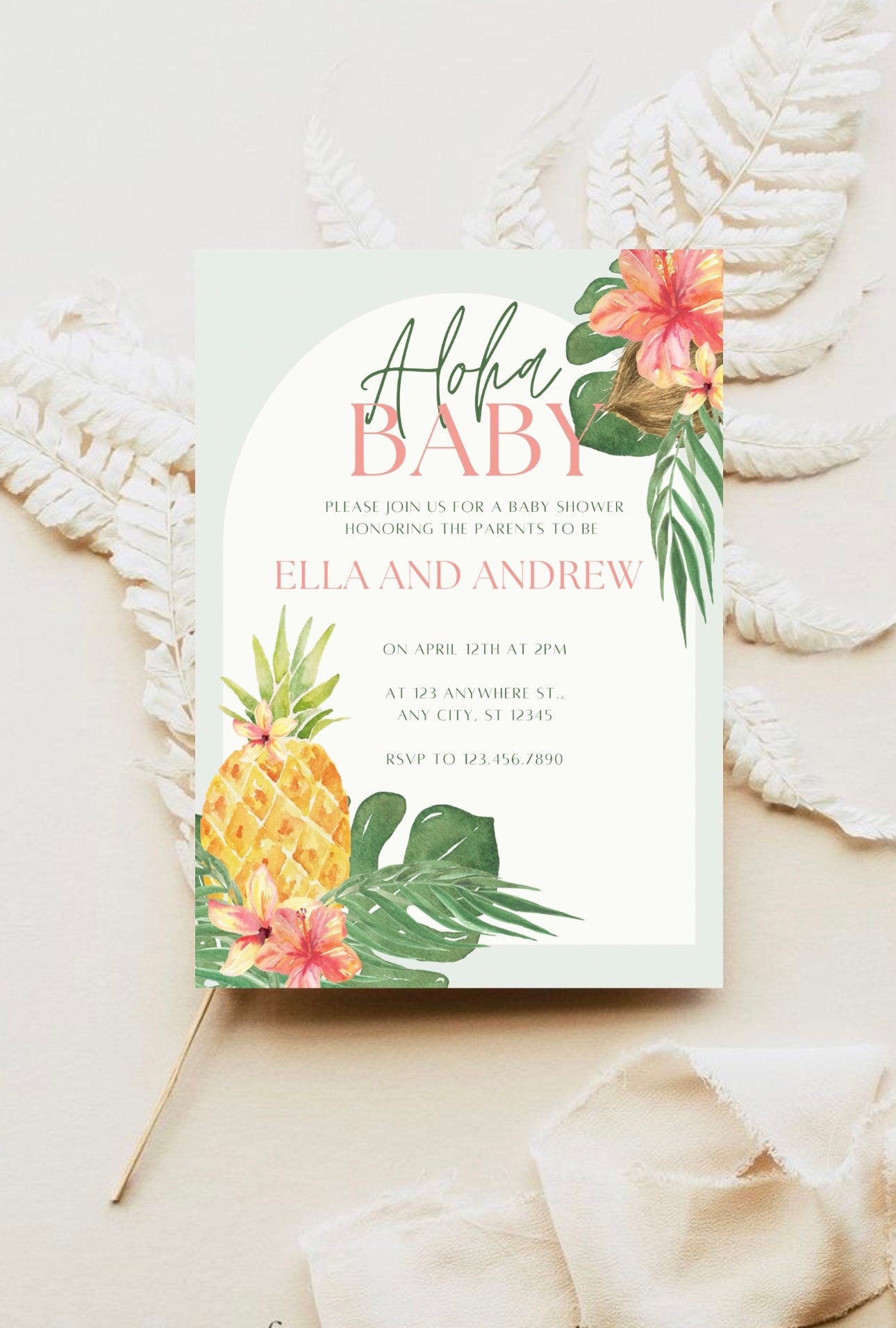 Aloha Baby Shower Invitation Custom Template, Tropical Baby Shower ...