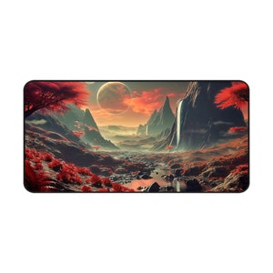 Mountain Exoplanet - Red - Desk Mat