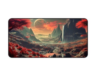 Mountain Exoplanet - Red - Desk Mat