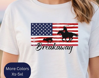 Breakaway Roping Shirt Roping Shirt American Flag Roping Shirt USA Rodeo Roping Cowgirl TShirt