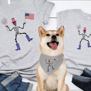 Patriotic Dog Bandana Matching Human shirt Collar Included Harness Friendly Dog Shirts  Shirts  Matching Dog Bandana Matching Skelly TShirt
