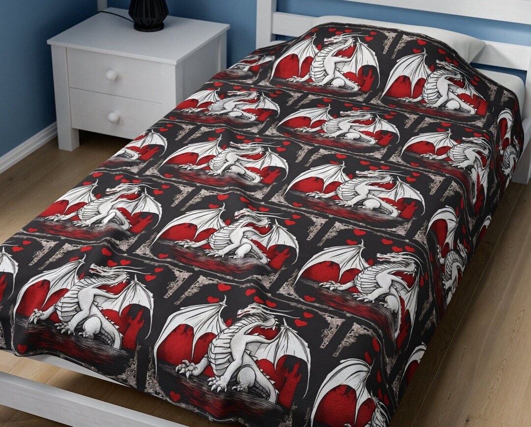 Dragon Blanket White Dragon Blanket Dragon Pattern Love Dragons Hearts