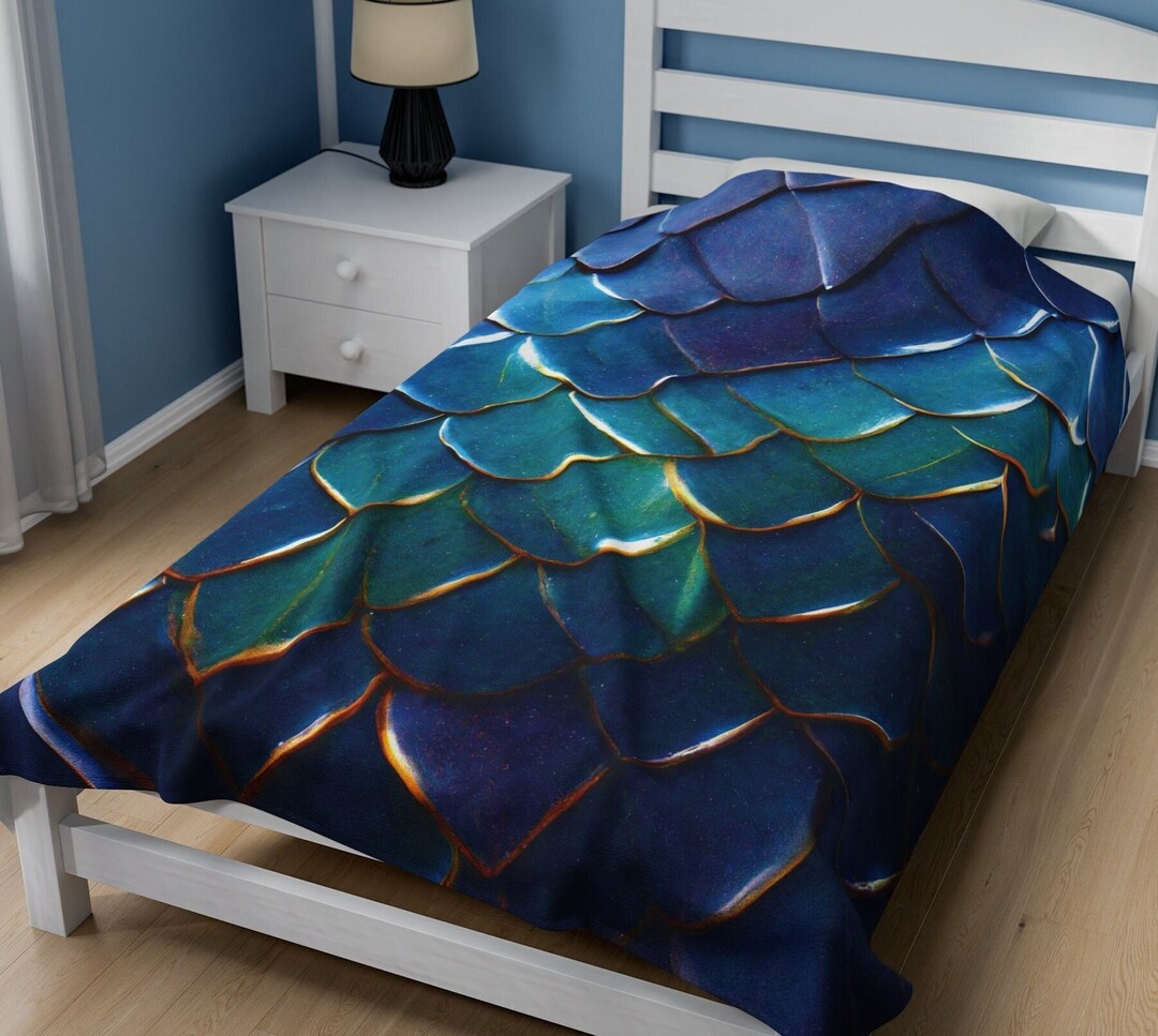 Dragon Blanket Dragon Scale Blanket Dragon Pattern Love Blue Dragons