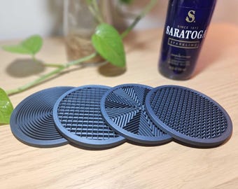 3D Printed Coasters Set of 4: Unique PLA Drink Coasters with Holder
