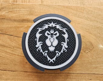 Alliance Logo Coasters: 3D Printed World of Warcraft Decor (Set of 4)