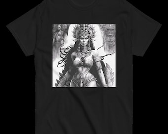 Unisex &quot;Monochrome Majesty: Aztec Princess Graphic Tee&quot;
