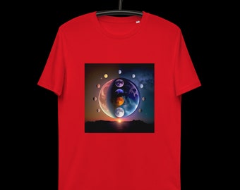 Unisex „Cosmic Convergence: Planetary Alignment Grafik-T-Shirt“