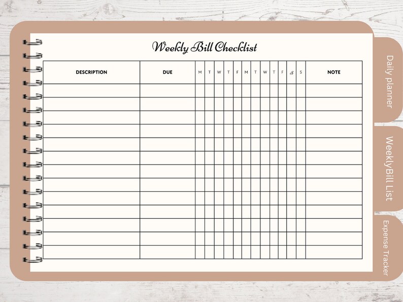 Daily Planner // Bill Check List // Expense Tracker // Digital Product ...