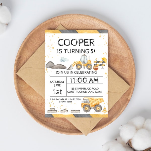 Construction Birthday Invitation, Construction Invite, Construction Invitation, Construction Birthday, ConstructionA1