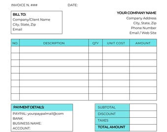 Invoice Canva Editable Template - Etsy