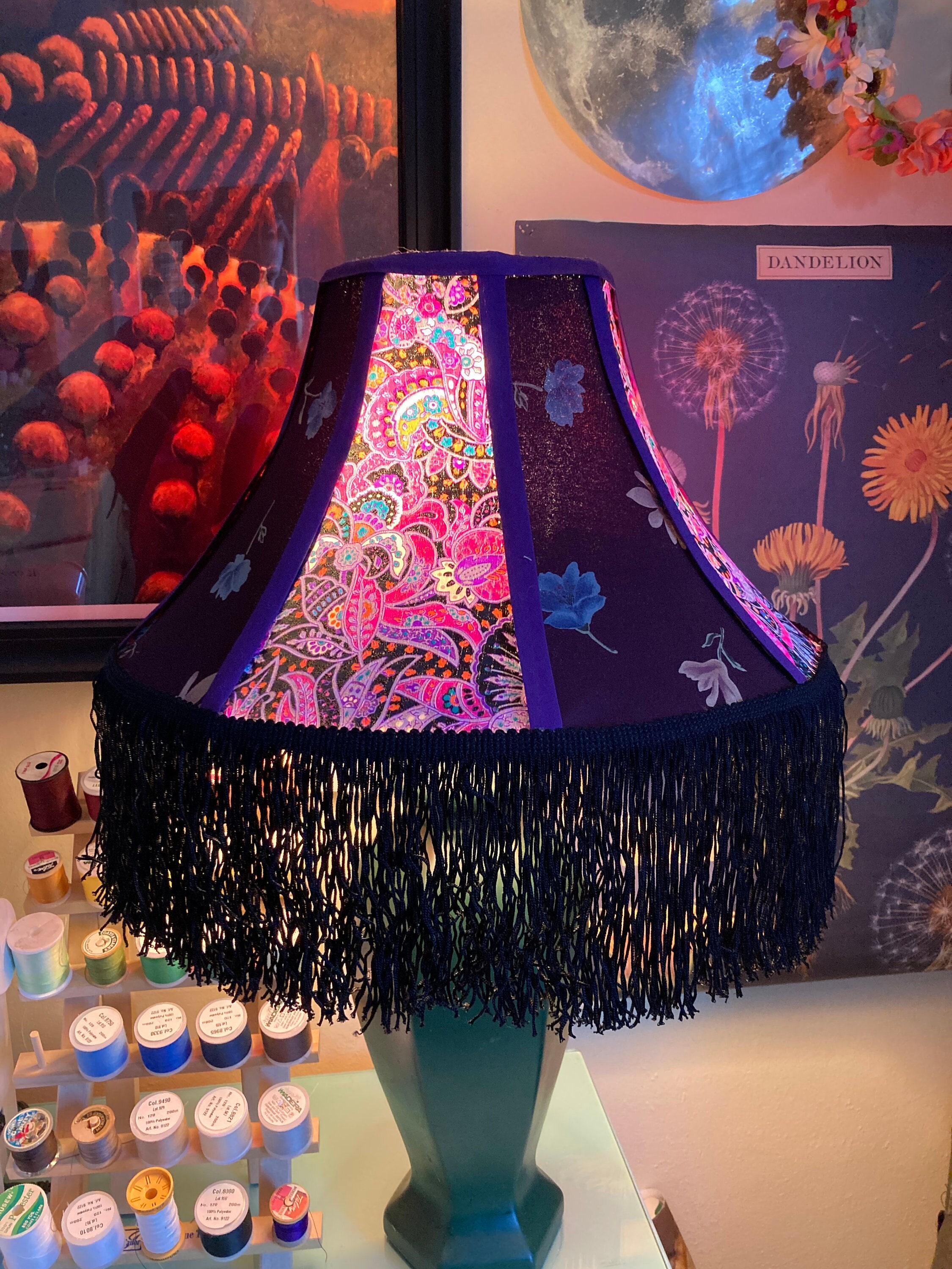 Vintage purple lamp shade deals