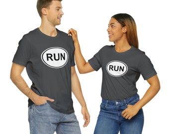 Run Sticker Tshirt, Triathlon Shirt, Running Shirt, Athletic Shirt, Fitness T-Shirt, Any Color