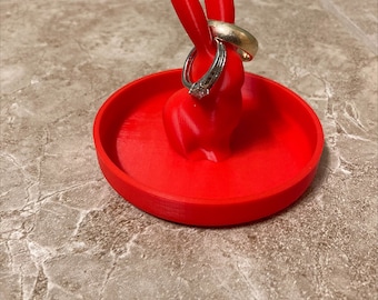 Ring Holder, Jewelry Dish, Gifts For Her, 3D Printed, Custom Rabbit Bunny, Decorative Accessory Organizer