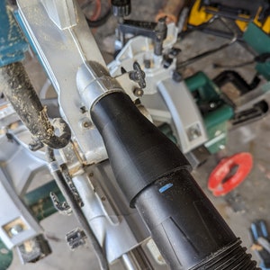 Dust Collection Vacuum Adapter, Makita LS1018 10” Dual Slide Compound Miter Saw, DeWALT 14 Gallon Wet/Dry Shop Vac Attachment, 3D Printed