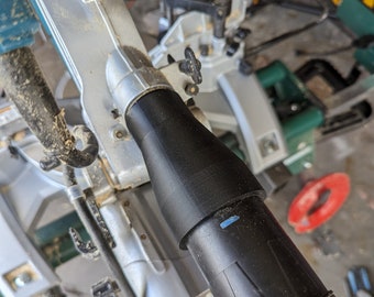 Dust Collection Vacuum Adapter, Makita LS1018 10” Dual Slide Compound Miter Saw, DeWALT 14 Gallon Wet/Dry Shop Vac Attachment, 3D Printed