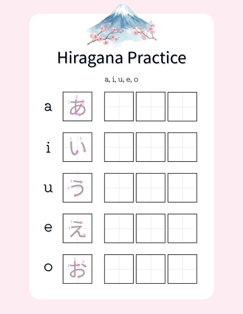 Hiragana Katakana Practice Workbook Digital Download | Kawaii Japanese ...
