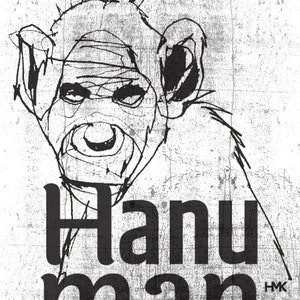 Hanuman t-shirt - Illustration tshirt, Sketch graphic t-shirt, Animal t-shirt, Monkey t-shirt, Illustrated Hanuman t-shirt, Monkey lover tee