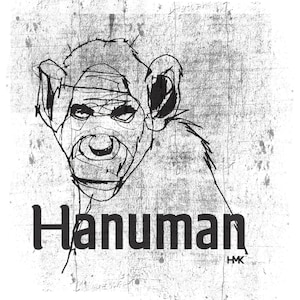 Hanuman t-shirt (Vintage Look) - Illustration tshirt, Ape tee, Animal t-shirt, Monkey t-shirt, Illustrated Hanuman t-shirt, Monkey lover tee