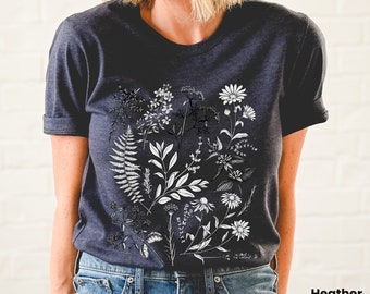 Camiseta com estampa de ervas botânicas – Presente para amantes da natureza, design ilustrado