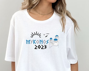 Mykonos Shirt, Greece Tshirt, Greece Gifts for Women, Greece Travel, Mykonos Summer, Mykonos Art, Mykonos gift souvenir, Mykonos Dome Shirt