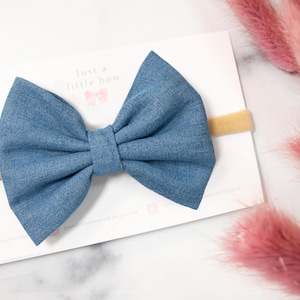 Denim hair bow | little girl denim hair band bow | classic jean bow | plain bow