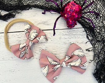 Glow in the dark ghost bow | pink ghost bow headband | cute ghost Halloween bow