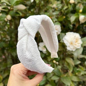 White bridal headband | engagement party accessories | bridal shower headband