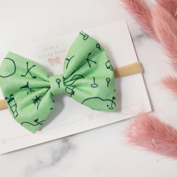 Golf hair bow | little girl golf headband | Father’s Day accessories | golf accessories | sports hair bow | masters hair bow | tee time bow