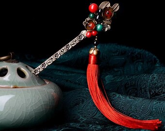 Floral Carving Hairpin by Han's Symphony Chinese Traditional Hairpin Jewelry Hair Ornament