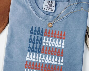 4th Of July Shirt Comfort Colors 1717 Beer Flag Patriotic Graphic Tee Funny USA Party Outfit Red White Blue Independence Day Drinking Shirt