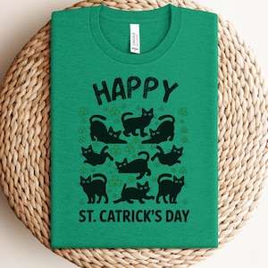 irish cat shirt cat owner gift paddy&#39;s day shirt four leaf clover lucky cat cat mom shirts cat and shamrock shirt st patrick&#39;s day cat shirt