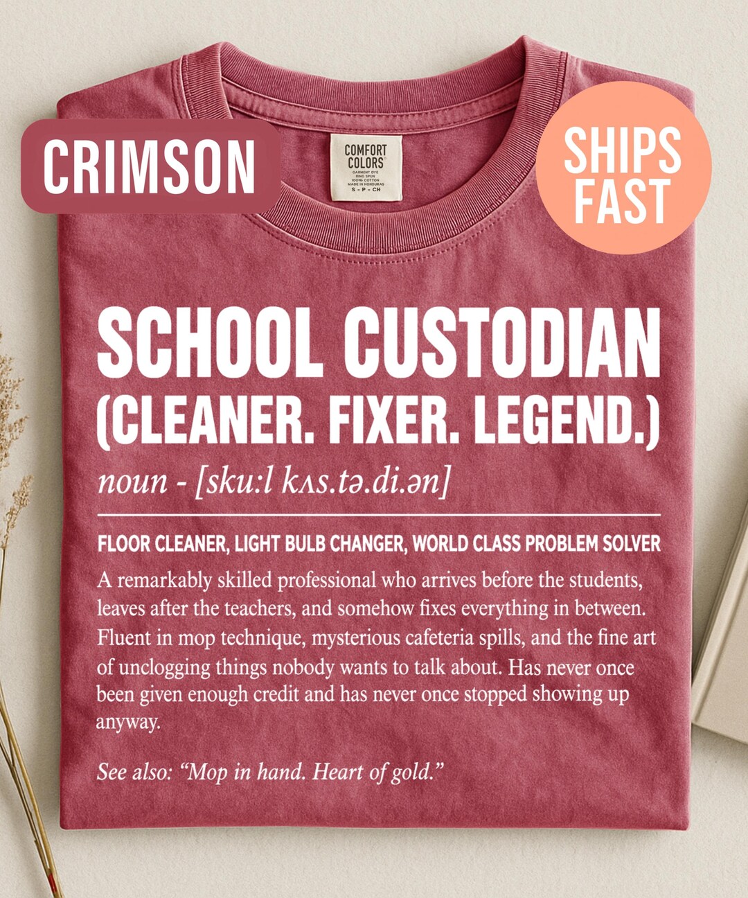 Funny School Custodian Shirt Caretaker Tee Janitorial Apparel Campus ...