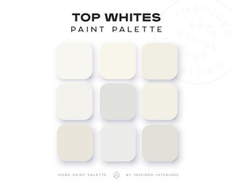 Bovenste witte verfpalet, kleuren binnenverf, kleurenpalet interieur, kleurselecties interieur