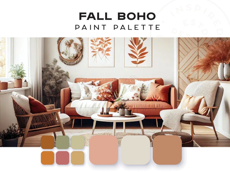 Fall Boho Palette Interior Color Sherwinwilliams, Benjamin Moore, Behr, Glidden, Valspar Etsy