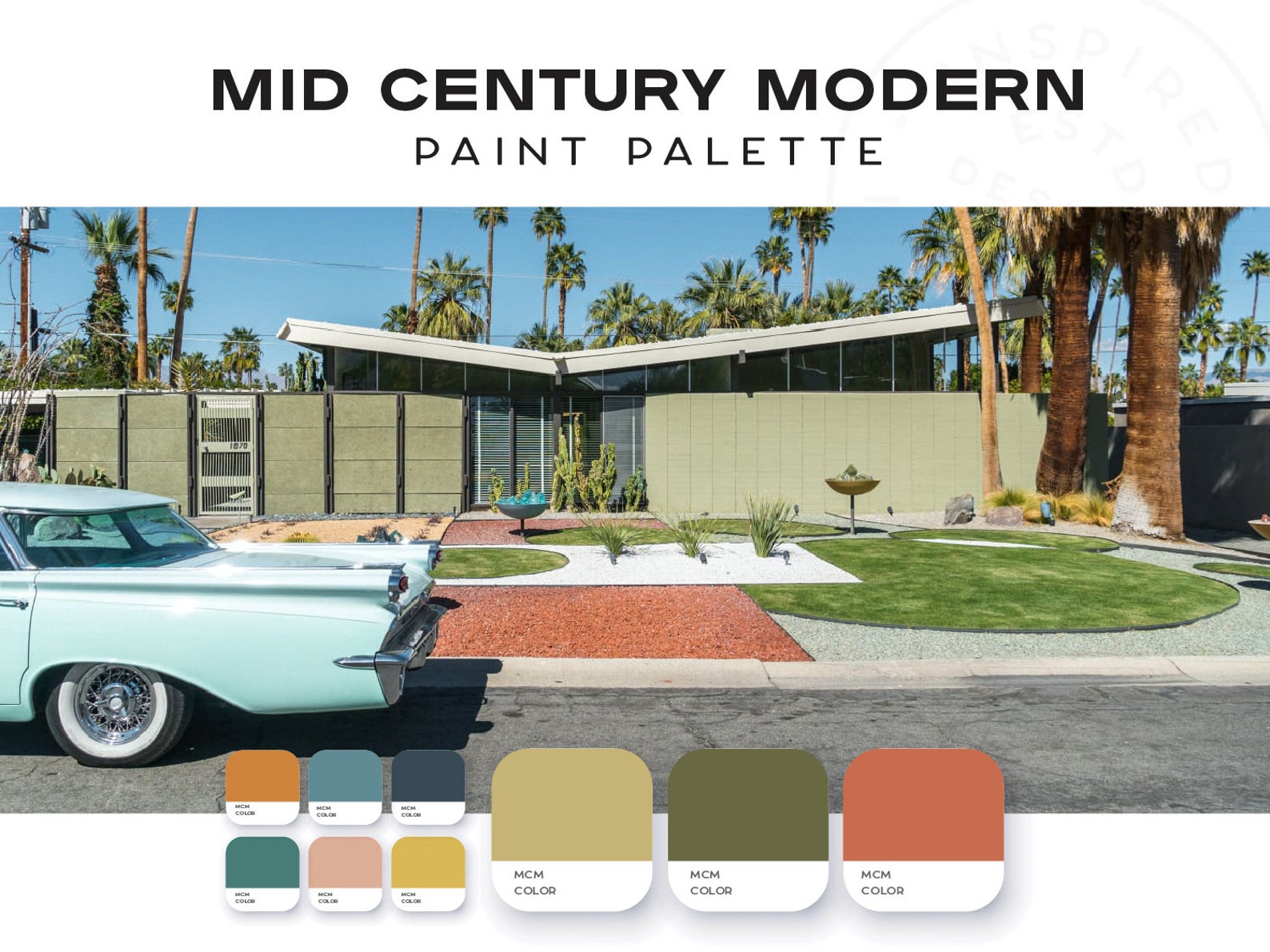 Mid Century Modern Palette, Interior Paint Colors, Interior Color