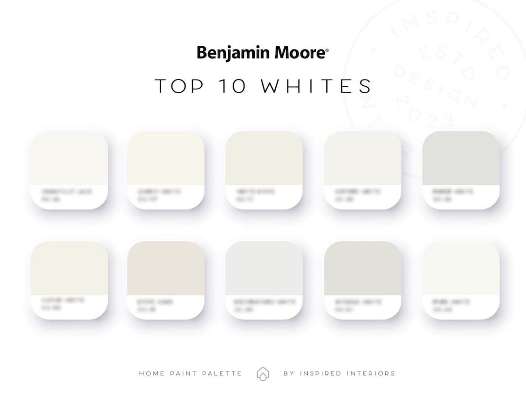 Top 10 Benjamin Moore Whites Palette Interior Paint Colors Etsy Canada