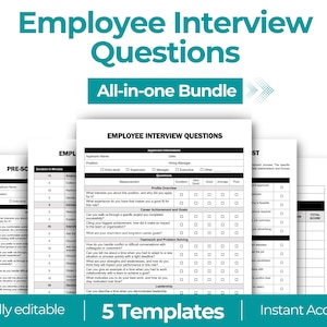 Employee Interview Bundle, Employee Interview questions, Interview template, HR Forms, HR bundle, Employee onboarding, New hire