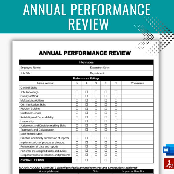 Annual Review Template Etsy