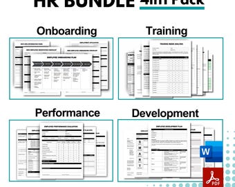 Human Resources Forms, HR Templates, HR Forms, Employee Onboarding, Employee Handbook, Employee Training, Performance Review, MS Word