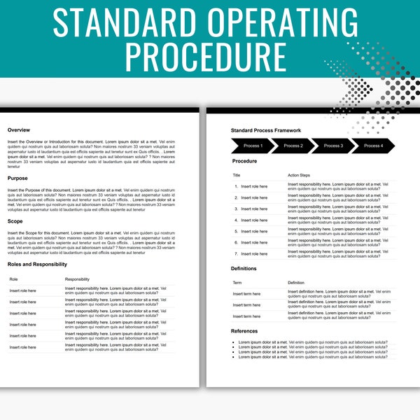 Standard Operating Procedure Template, SOP Template, Business SOP document, Process Document Template, Policy Template, Procedure Template