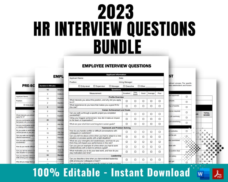 Employee Interview Bundle, Employee Interview Questions, Interview