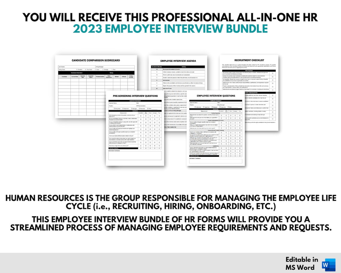 Employee Interview Bundle, Employee Interview Questions, Interview