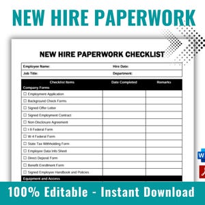 New Hire Paperwork, New Hire Checklist, New Hire Packet, New Hire Onboarding, New Hire Template, Employee Onboarding, Onboarding Plan