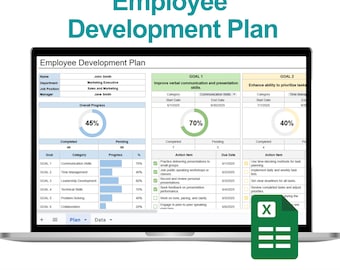 Employee Development Plan, SMART Goals, Goals, Individual Development Plan, Career Development Plan HR template, Leadership Development Plan