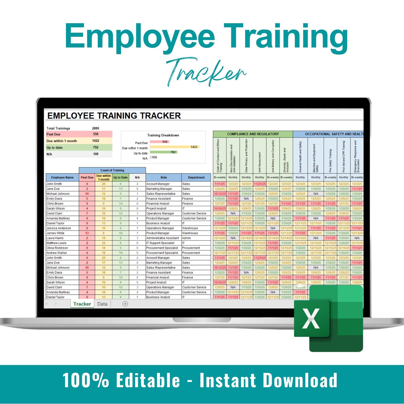 Employee Training Tracker, New Hire Training Tracker, Employee Training ...