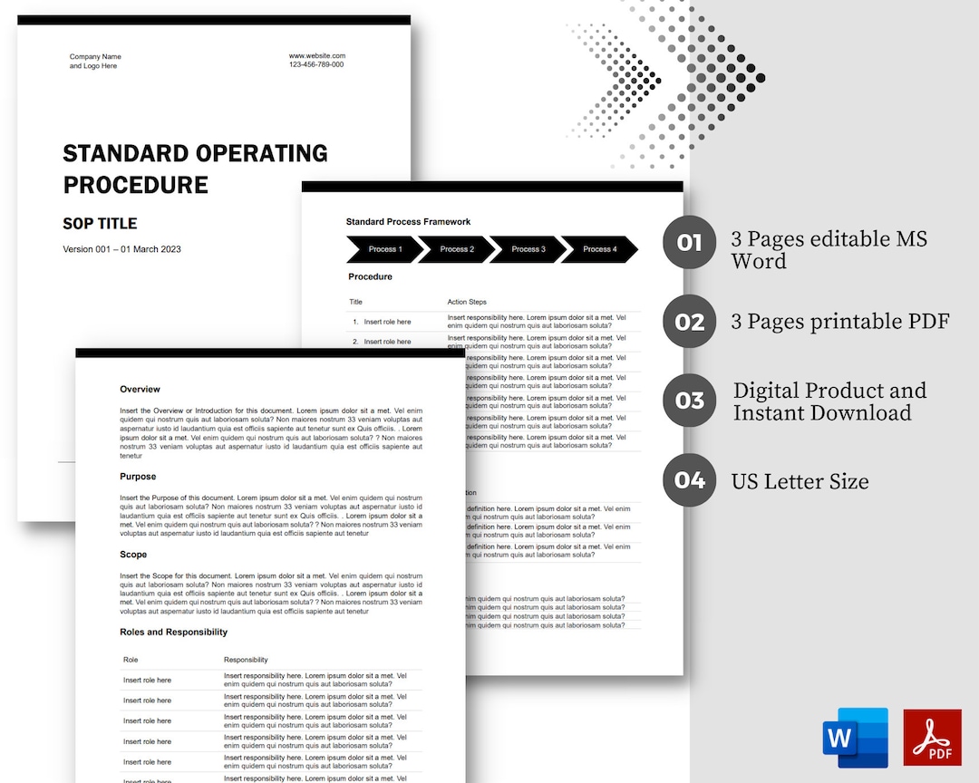 Standard Operating Procedure Template SOP Template Business - Etsy