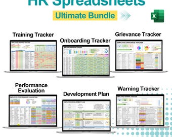 HR-spreadsheets, werknemerstraining, checklist voor de onboarding van nieuwe medewerkers, personeelsontwikkelingsplan, prestatiebeoordeling van medewerkers, HR-sjablonen