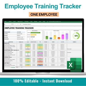 Employee Training Tracker, New Hire Training Plan, Employee Training, Training Log, Training Tracker, HR Forms, Editable MS Word, New Hire